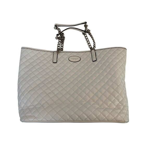 Coach Mewtro F32905 Quilted Leather Tote Bag With Chain Strap & Pockets O10723 - Picture 2 of 15